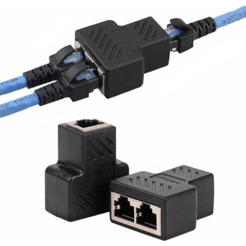 2PCS RJ45 Splitter Adapter 1 to 2 Dual Female USB to RJ45 Port 8P8C Extender Plug LAN Interface Ethernet Socket Connector