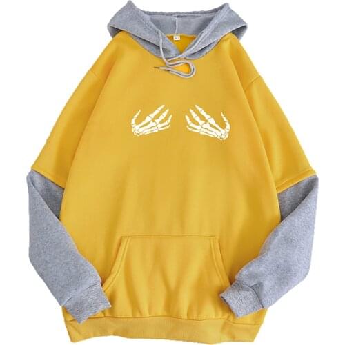 Sweatshirt Womens Casual Sweater Mujer Patchwork Print Splicing Hooded Sweatshirt Loose Sports Tops Pullover Sudaderas Moletom