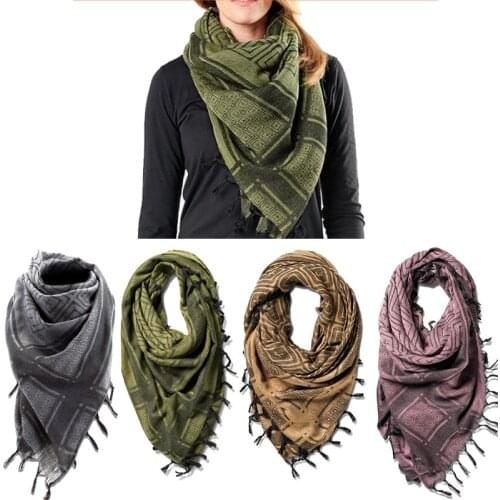 Outdoor Cotton Arab Keffiyeh Shemagh Desert Scarf Wrap Military Desert head Neck Scarf with Tassel Tactical Paintball Scarf