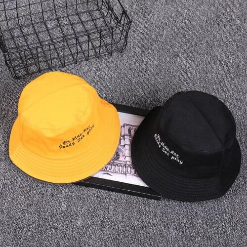 Unisex Casual Hat We Play For Ready Set Play Embroidery Panama Hats For Couple Lovers Cotton Letter Saying Bucket Hat YY168