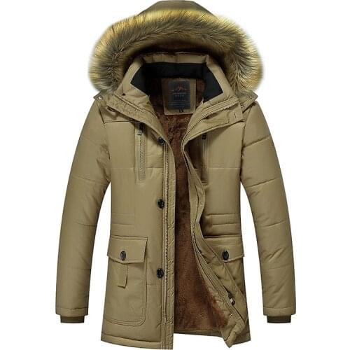 2021 High-quality Mens Casual Hooded Jacket New Winter Mid-length Cotton Coat Brand Mens Clothing Plush Fleece Cotton Coat