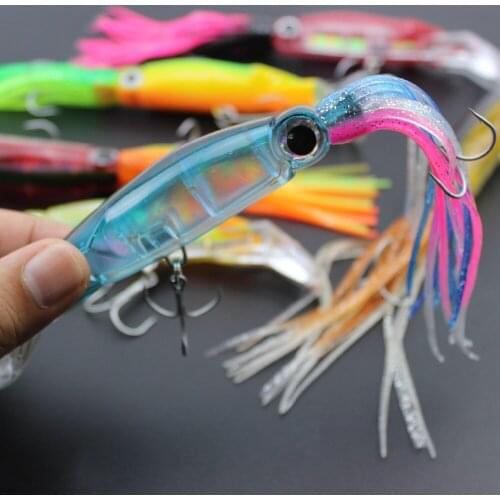 High Quality 2pcs 14cm 40g fishing tackle 6 Colors available Octopus Squid Minnow Hooks Big Fishing lures Free shipping