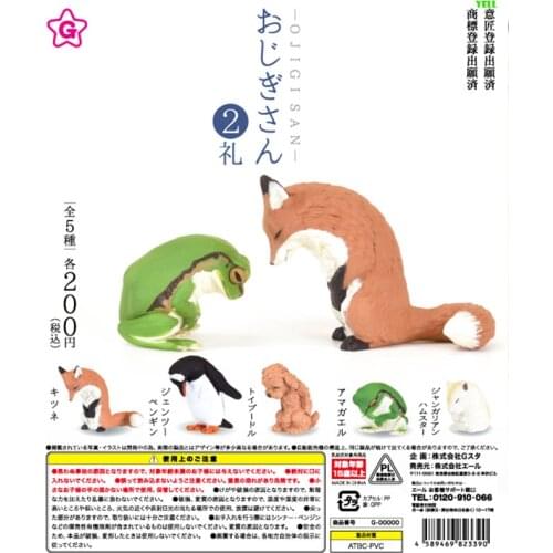 Japan Genuine Yell Gashapon Capsule Toys Fox Penguins Frog Animal Make A Bow Animal Series 2 Gifts