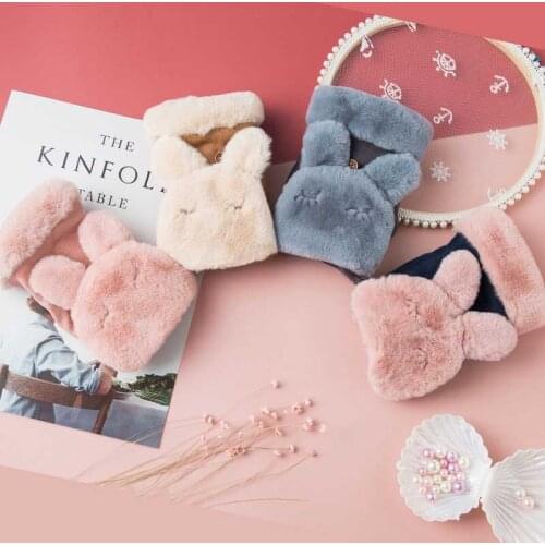Womens Cute Flip Screen Gloves Winter Warm And Non Slip Womens Gloves Students Korean Cartoon Outdoor Riding Gloves