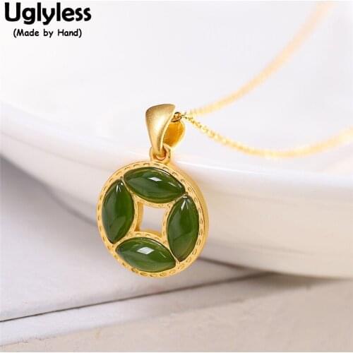 Uglyless Water Drop Jasper Coins Pendants Necklaces NO Chains Ethnic Hollow Medal Necklaces for Women 925 Silver Jewelry Ethnic