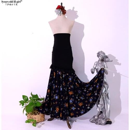 Spanish Dance Dress Flamenco Practice Skirt Wear Women 1DTT35