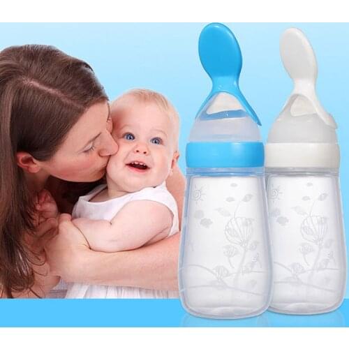1Pcs 125ML Baby Feeding Bottle Newborn Infant Squeezing Style Baby Feeding Milk Bottle Baby Feeding Supplies Baby Train Spoon
