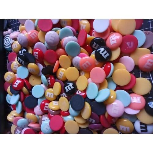 1pcs/lot resin flat back colorful M chocolate 14mm Cabochons Jewelry Mobile Phone Hairpin Headwear DIY Accessories