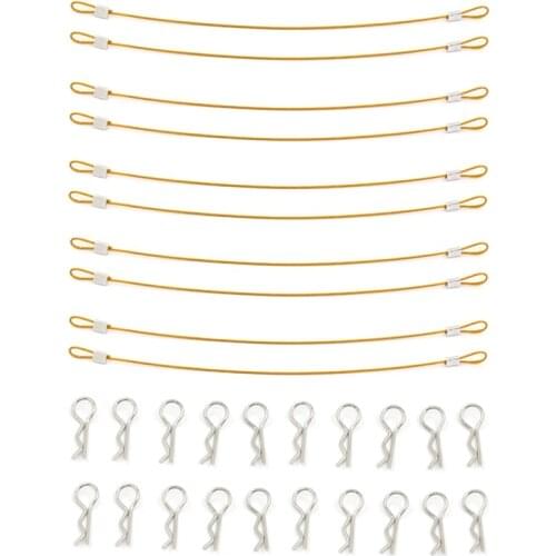 10Pcs RC Car Body Shell Clips R Pins Anti-Lost Rope for 1/10 1/8 Axial SCX10 Traxxas Trx4 Tamiya RC4WD HSP HPI RC Car