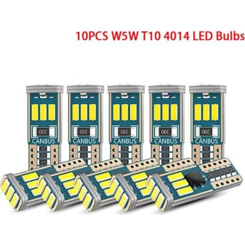10PCS W5W T10 LED Bulbs Canbus 9-SMD 12V-14V 6000K White 194 168 Car Interior Map Dome Lights Parking Light Auto Signal Lamp