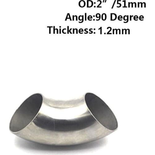 2 Inch/51mm Stainless Steel Car Exhaust Pipe Weldable 90° Pipe Tube Bend Exhaust Pipe Elbow Fittings