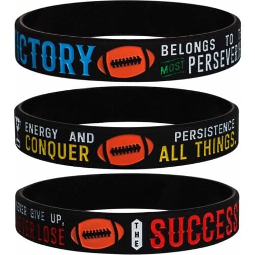 300pcs Football Motivational Debossed Silicone Bracelets Rubber Wristbands Free Shipping by DHL