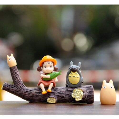 5pcs/set Totoro figure toy Miyazaki Hayao anime Tonari no Totoro Mei bus mini decorative dolls Model Diy