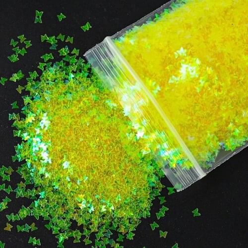 50g TRANSPARENT Fluorescent BUTTERFLY 3mm Nail Glitter Sequin 12Colors Illusory Manicure DIY Pearl-Light ART Glitter Flakes PD47