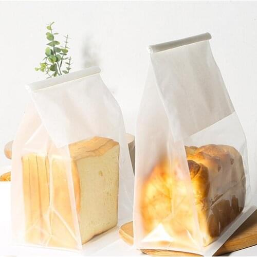 50Pcs Toast Bag Iron Wire Sealing Open Window Transparent Cotton Paper Bread Packaging Pouch Toast Packaging Bags for Party