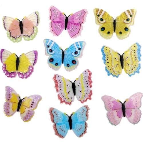 50pcs 10 Colors Mix Glitter Powder Butterfly Flatback Planar Resin Cabochon DIY Craft Embellishments Home Decoration Accessories