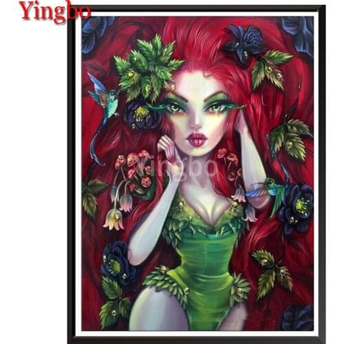 DIY 5D Diamond Painting Cross Stitch Cartoon girl flower and birds Home Childrens Toys Fashion Rhinestone Embroidered Mosaic