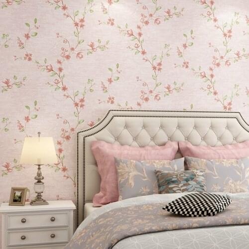 Beibehang European-style garden style mash pink wall paper living room non-woven wall bedroom wallpaper girl room marriage room