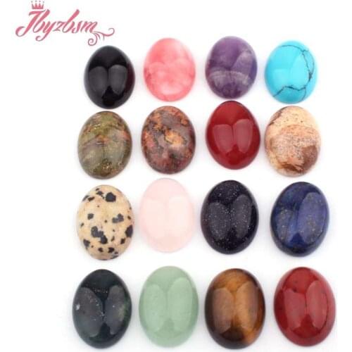 13x18mm Oval Beads CAB Cabochon Flatback Dome Undrilled Natural Stone Beads For DIY Pandandt Earring Jewelry Making Craft 5pcs