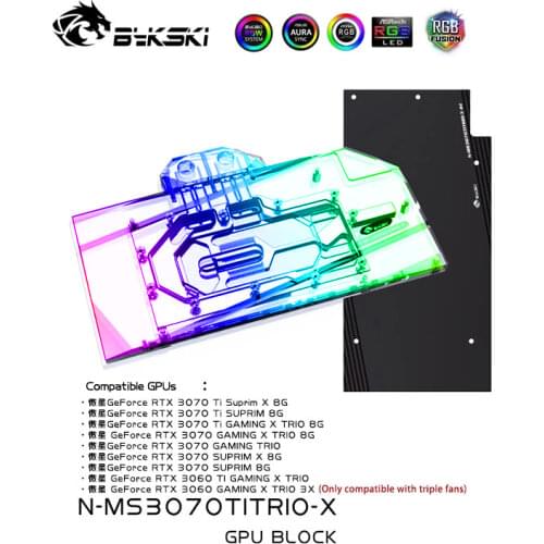 Bykski N-MS3070TRIO-X, 3070 GPU Water Bolck For MSI RTX3070 GAMING X TRIO Video Cards,Graphic card Watercooler,VGA Cooling ARGB