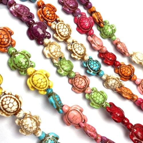 Tortoise-shaped natural stone beads Mixing Turquoises Bracelet Necklace jewelry for DIY jewelry birthday gift size 14x18mm