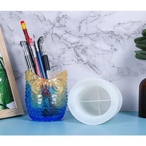 Owl Pen Holder Epoxy Resin Mold DIY Crafts Jewelry Storage Case Casting Tool Desktop Organizer Decorations Silicone Mold