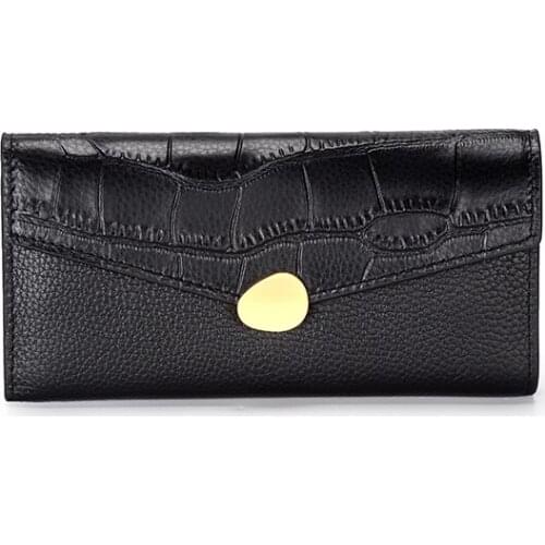 COMFORSKIN Luxurious 100% Genuine Leather Long Wallet Fashion Crocodile Pattern Women Purse Large Capacity Female Card Wallets