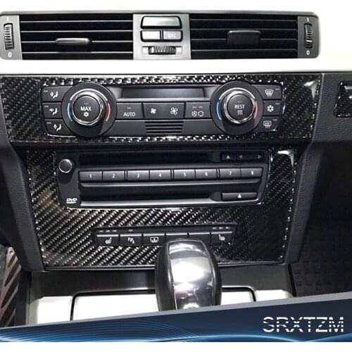 SRXTZM for BMW e90 Carbon Fiber Strip Air Conditioning CD Panel Decorative Cover Trim Auto Interior Car Styling 3D Sticker