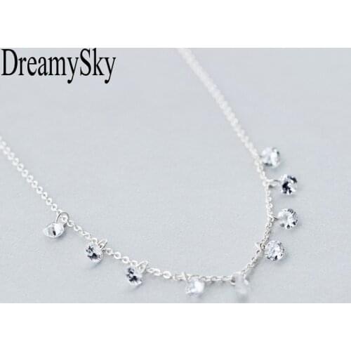 DreamySky 100% Real Pure Silver Color Zirconia Necklaces For Women Necklace