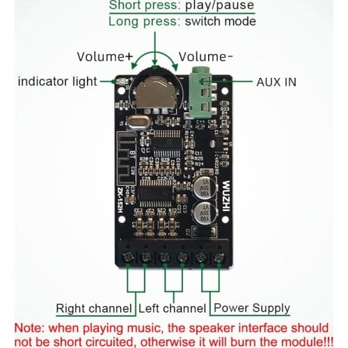 2X15W Dual-Channel Stereo Mini Bluetooth Digital Power Amplifier Board Module Power Amplifier Board ZK-152H