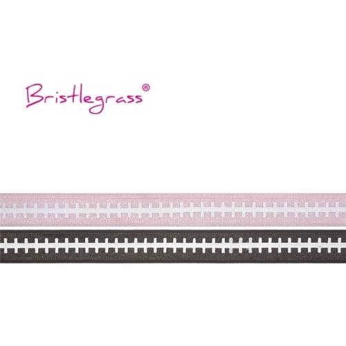 BRISTLEGRASS 5 Yard 5/8" 15mm White Football Stitch Print Foldover Elastic FOE Spandex Satin Band Hair Tie Dress DIY Sewing Trim