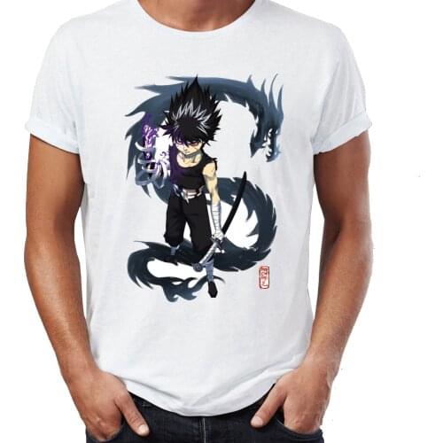 Summer Mens Short Sleeve T-shirt Yu Yu Hakusho Hiei Awesome Artwork Printed Tshirt Anime Cool Tees Tops Harajuku Streetwear