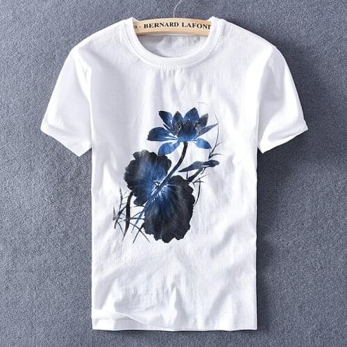 2020 New arrival round neck cotton and linen brand t-shirt men casual white t shirt for men summer fashion t shirts male camisa