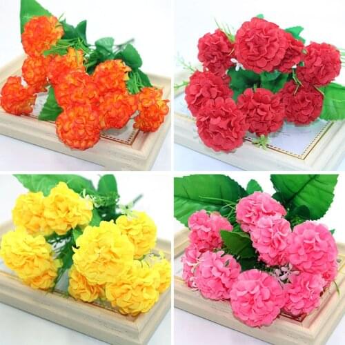 Hot 8 big flower head artificial hydrangea chrysanthemum ball fake silk flower DIY home garden wedding party shop decoration