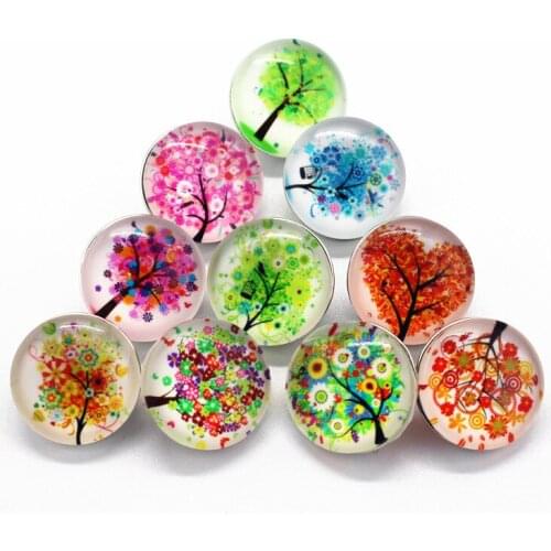 Hot selling 12pcs/lot life tree glass snap buttons 18mm leather clasp snap button bracelet snap Bangles jewelry