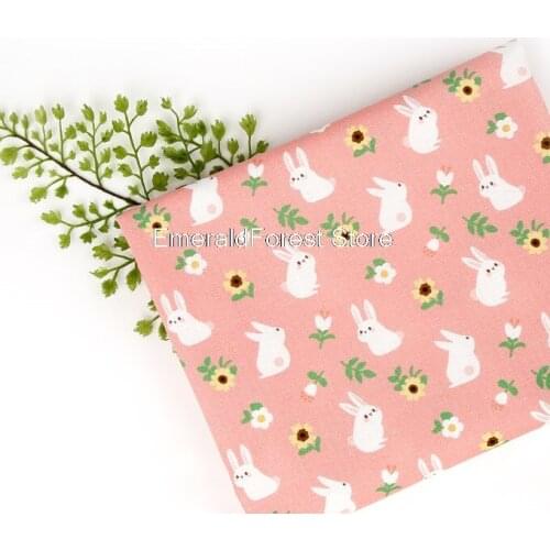 South Korea imported high quality cotton fabric, cartoon rabbit printed fabric, handmade DIY clothing dress soft 90cmx110cm
