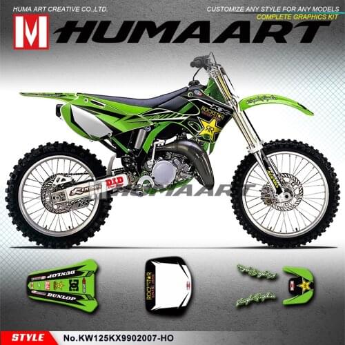 HUMAART Personalised Stickers Motocross Decals Complete Wrap Kit for KX 125 KX 250 KX125 KX250 1999 2000 to 2002
