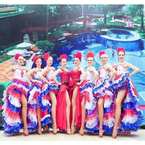 Carnival costume Sexy Opening dance dresses French Cancan dance 360 skirt stage dress