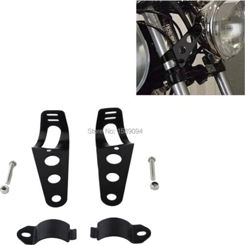 1 Pair Black Headlight Mount Brackets Fork Ears For Motorcycle Bobber Cafe Racer For 28mm-34mm Custom Chopper