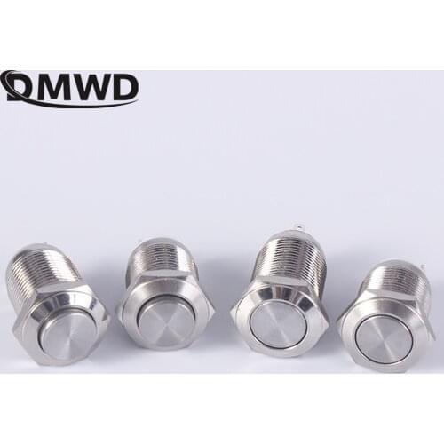 12mm Flat Head High Head Metal Push Button Waterproof Brass Push Button Switches 1NO Momentary Reset Latching locking for PC Car