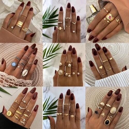 Fashion Multi-style Retro Snake Shaped Rings Set For Women Men Trendy Gold Color Wide Ring 2021 NEW Jewelry Gifts