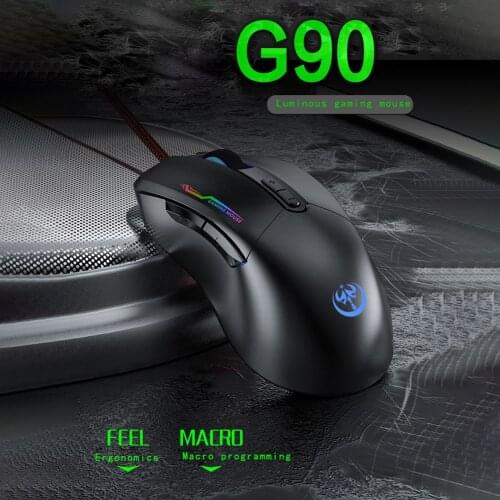 GM90 1.5m Wired Mechanical Mouse 4-Level Adjustable USB 7 Buttons RGB Light Effect Programmable PC Gamer Mice