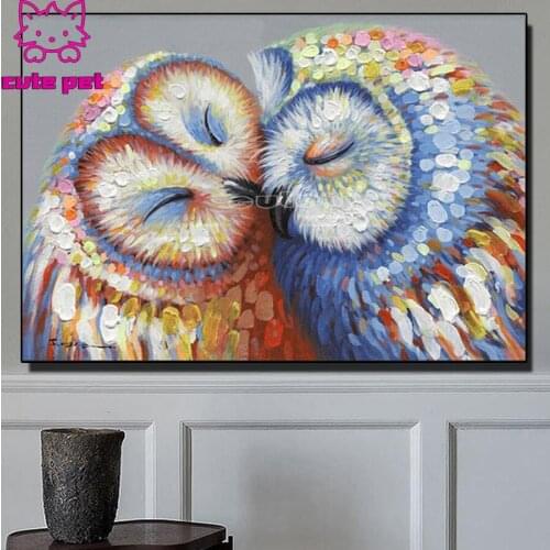 Kissed Owls Couple Full Square round Diamond 5D DIY Diamond Painting Embroidery Cross Stitch kits diamond Mosaic Home Decor