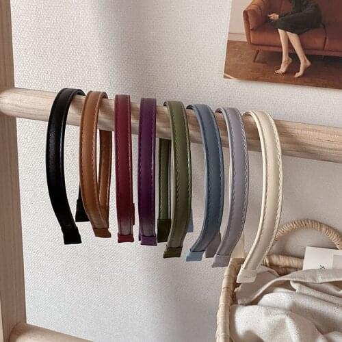 8 Color Fashion Women Girls Plain Solid PU Headband Simple Elegant Hairband Easy to Match Your Clothing Retro Hair Accessories