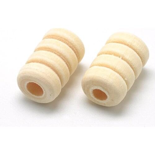 Pandahall 100pc Natural Wooden Bead Unfinished Drilled Wood Column Loose Large Hole Beads for DIY Jewelry Making 14x9mm Cornsilk