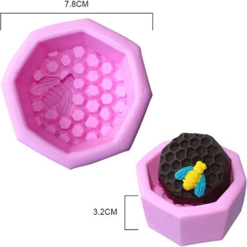 Pink Bee Wax Silicone Honeycomb Bees Fondant Mould Cake Chocolate Decor Candle Soap Bake Icing Sugarcraft Mold DIY
