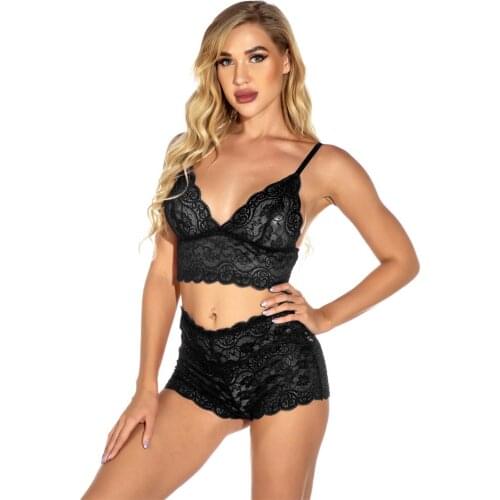 Sex Underwear erotic lingerie Sexy lingerie two-piece lace transparent bra and panties