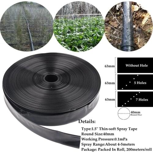 20/50/80m 1.5" Φ40mm Hose Watering System Irrigation Spray Tape Streamline Soaker Drip-Hose Tape with 0/5/7 Holes