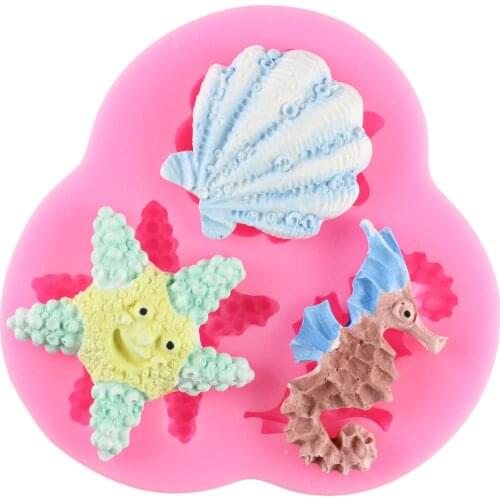 Starfish Silicone Mold Sea Conch Fondant Party Kitchen Baking Molds Cupcake Chocolate Gumpaste Mould Candy Cake Decorating Tools