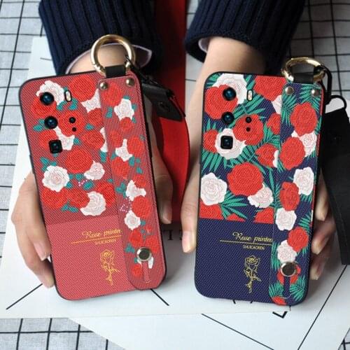 3D Retra Rose Silicone Case For Huawei P20 Lite E 2019 P30 P40 Wrist Strap TPU Cover Coque For Huawei P20 P30 P40 Pro Plus